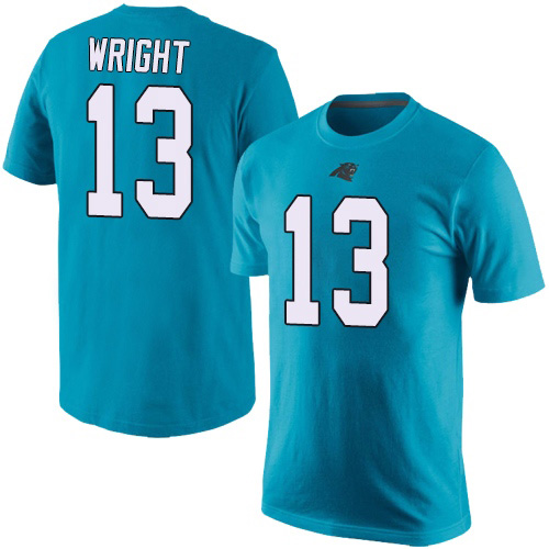 Carolina Panthers Men Blue Jarius Wright Rush Pride Name and Number NFL Football #13 T Shirt->nfl t-shirts->Sports Accessory